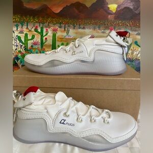 Christian Louboutin Arpoador Flat, Leather, Suede,Men’s Sneakers,Wht, EU43/US 10